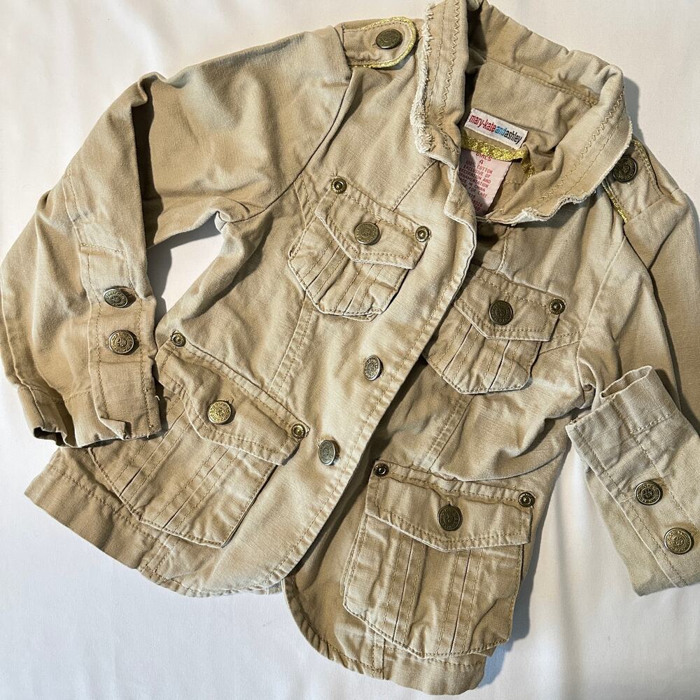 Vintage 2000s Y2K Mary-Kate & Ashley 100% Cotton Khaki Utility Jacket Sz 4